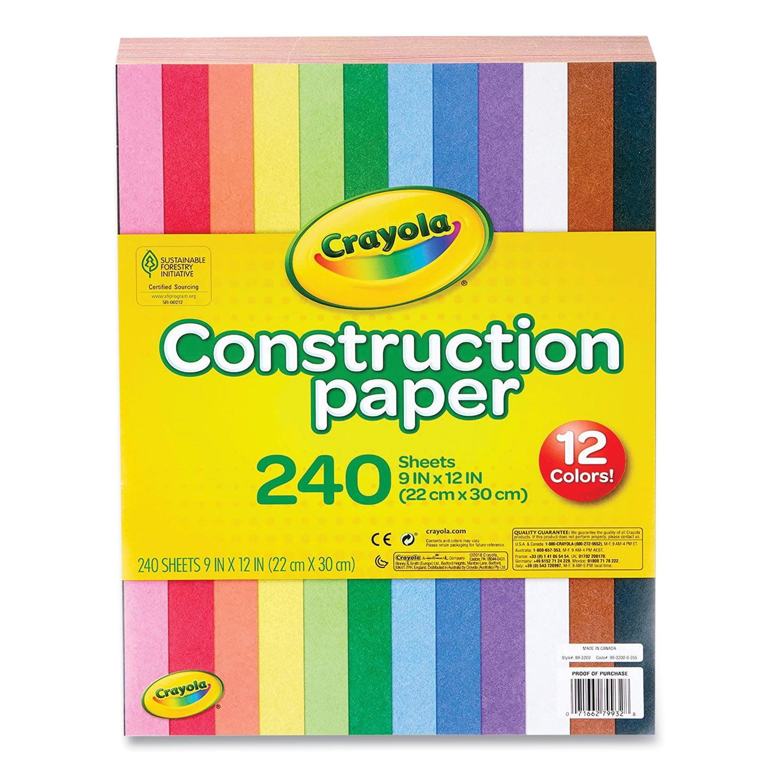 Crayola 240-Sheet Construction Paper 12-Color: School Supplies for Kids, Craft Paper, 9x12 Inches, Multicolor, Uncoated