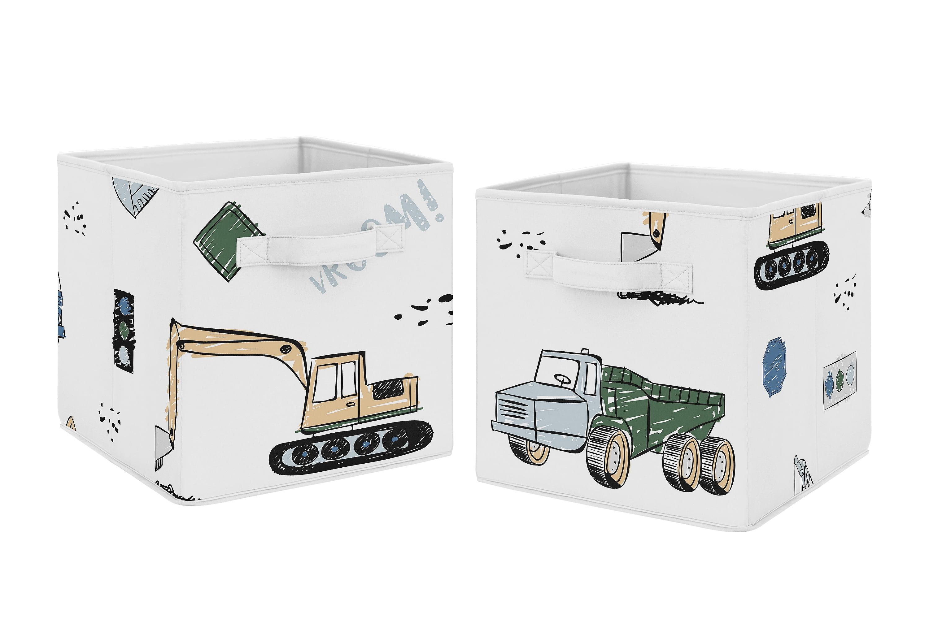 Construction Truck Green And Blue Fabric Storage Bin By Sweet Jojo Designs