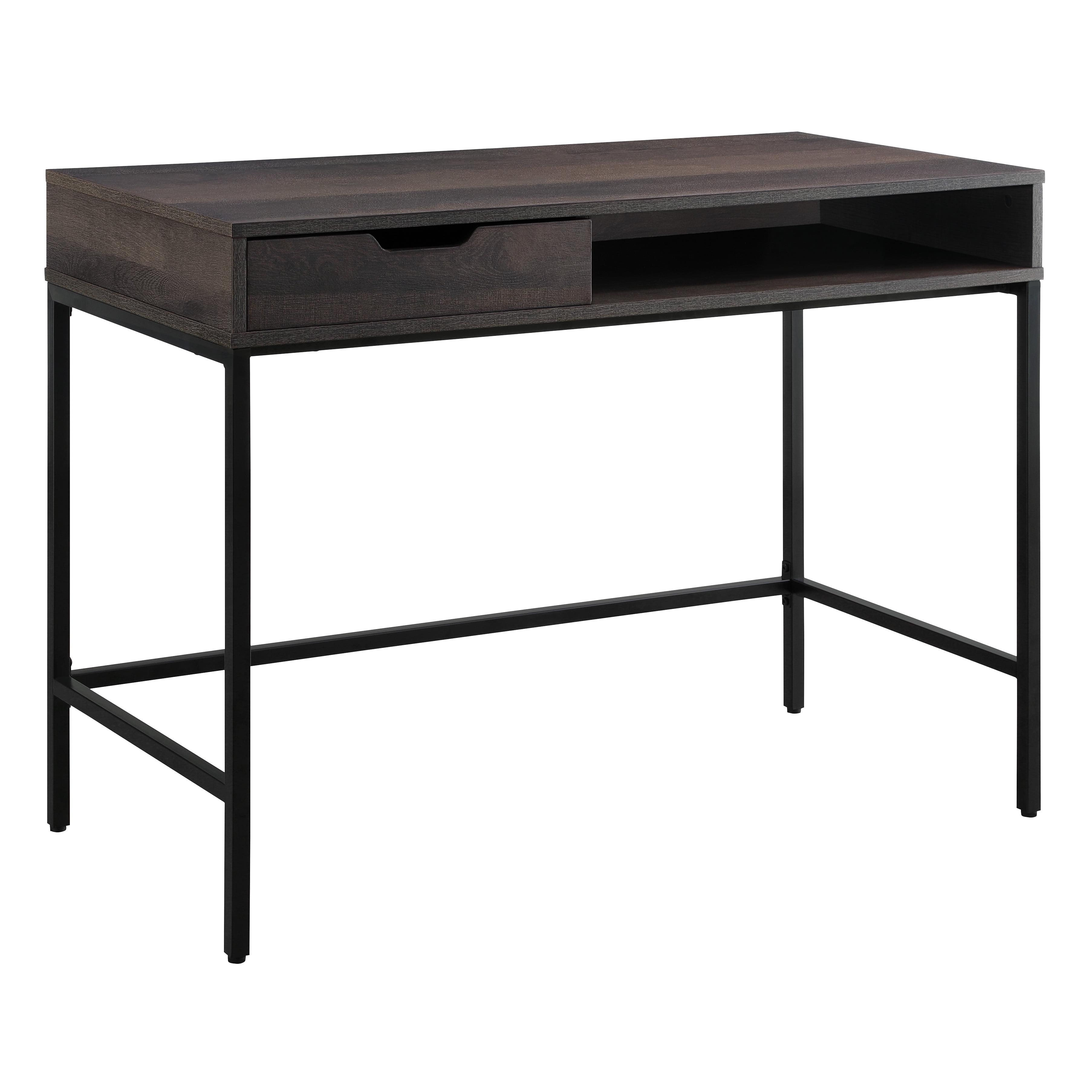 Contempo 40-Inch Brown Wood Desk with Drawer and Shelf