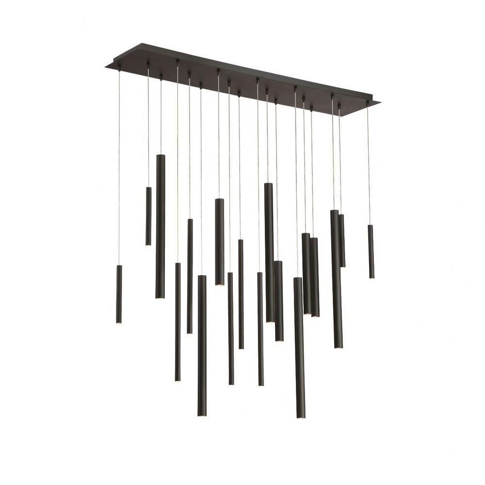 Black 18-Light Linear LED Cylinder Chandelier