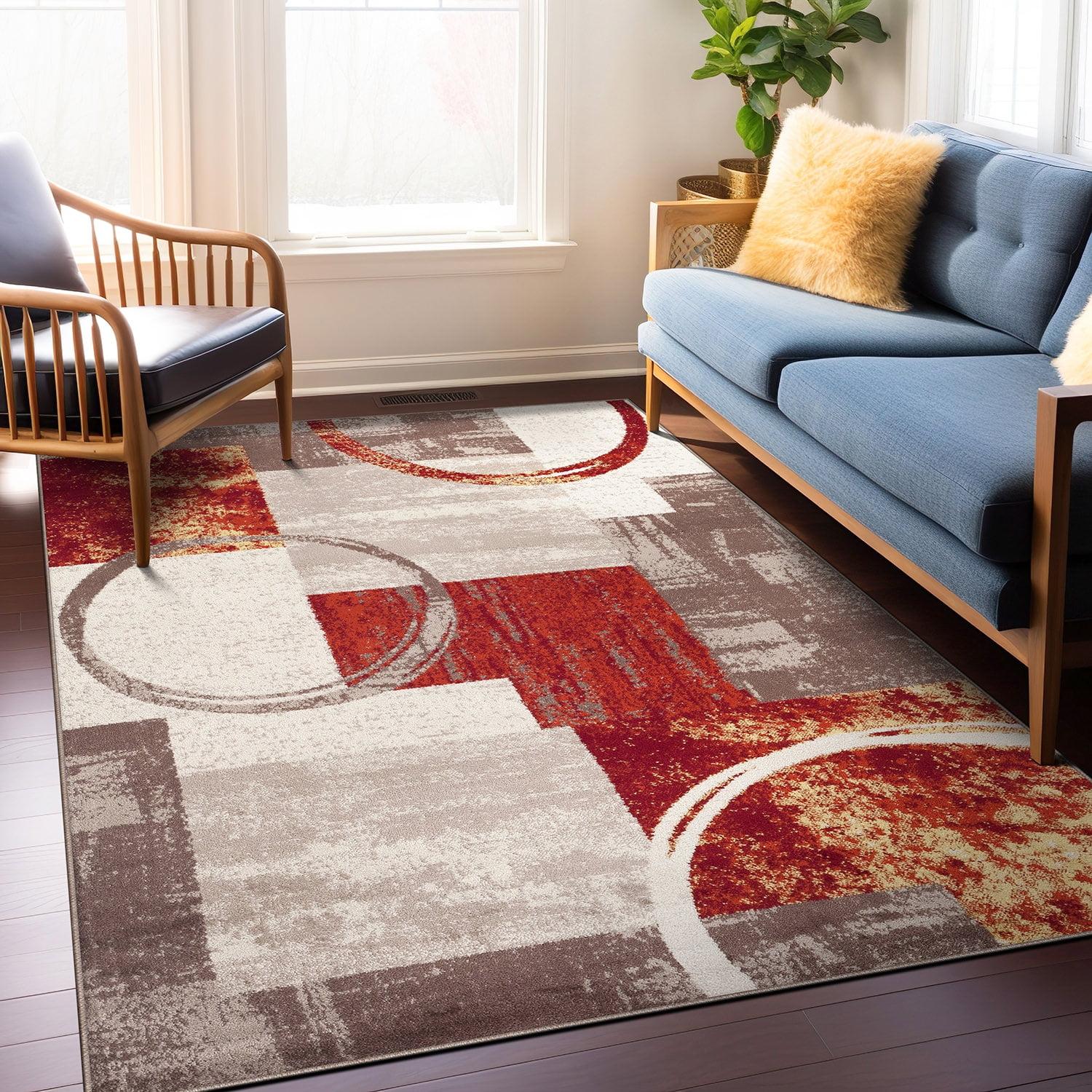 World Rug Gallery Abstract Circle Multi 3'3"x5' Area Rug