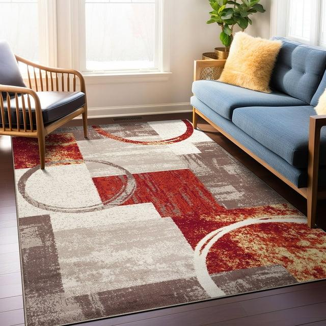 World Rug Gallery Abstract Circle Multi 3'3"x5' Area Rug