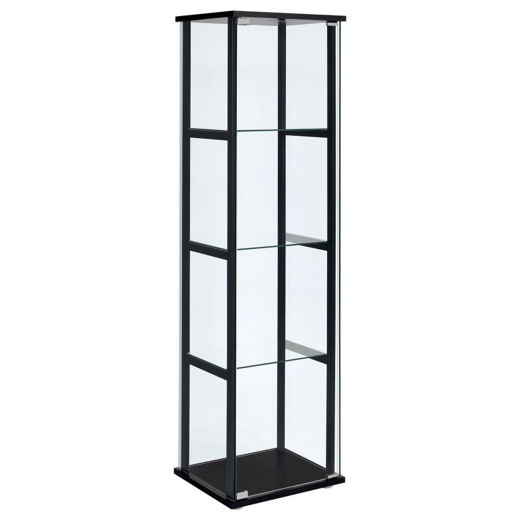 Black Wood and Glass 4-Shelf Curio Cabinet