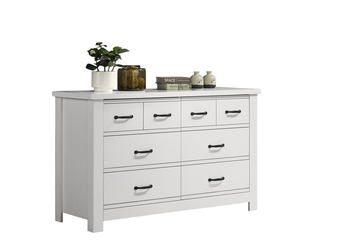 Cassini White Double Dresser with Black Handles