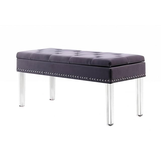 Contemporary Chic Purple Gray and Clear Acrylic Storage Bench