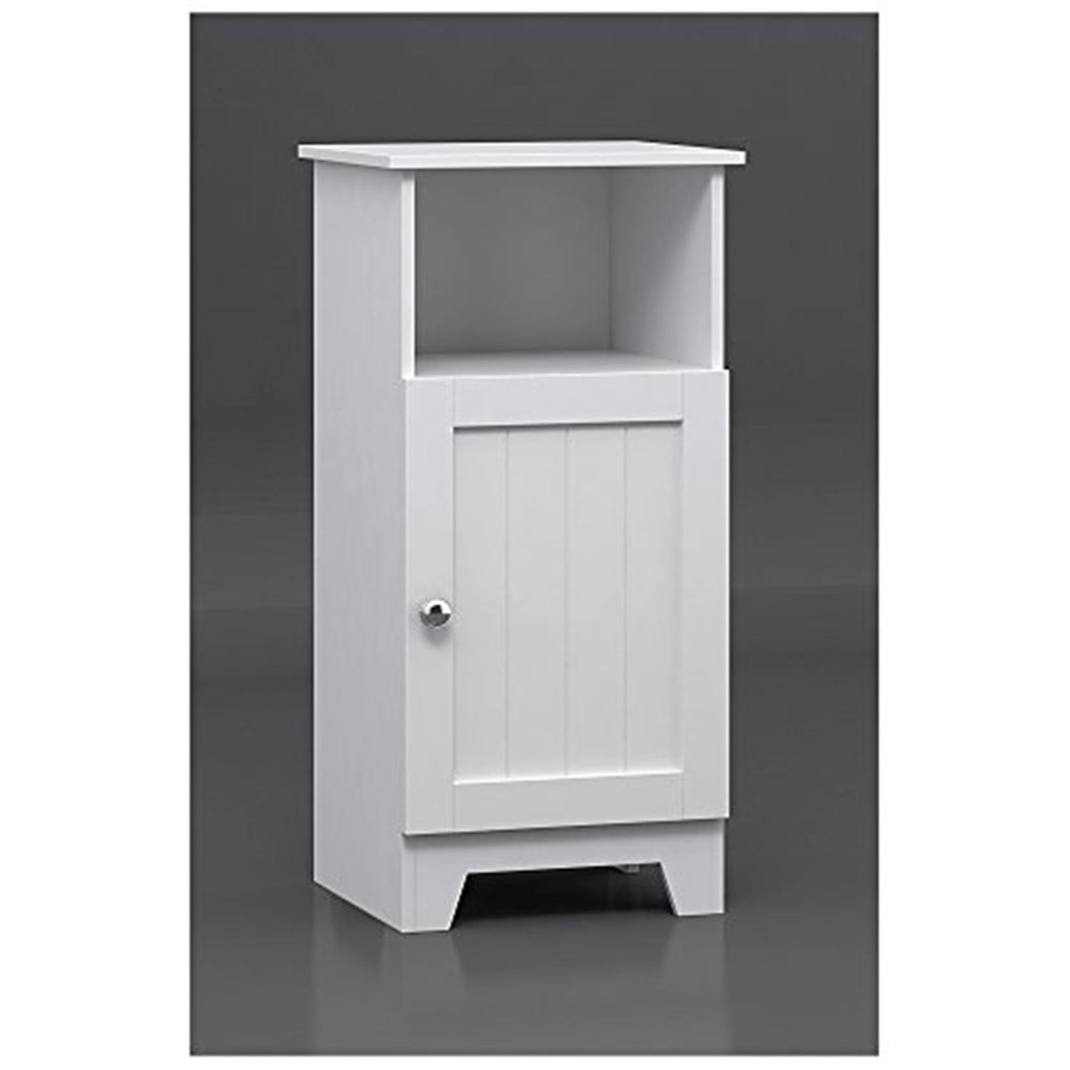 Redmon Freestanding Single Door Beadboard Floor Cabinet, Multi Room, Small Bathroom Storage, 13.25 Inch Width x 11.75 Inch Depth x 27.75 Inch Height, White Enamel Finish