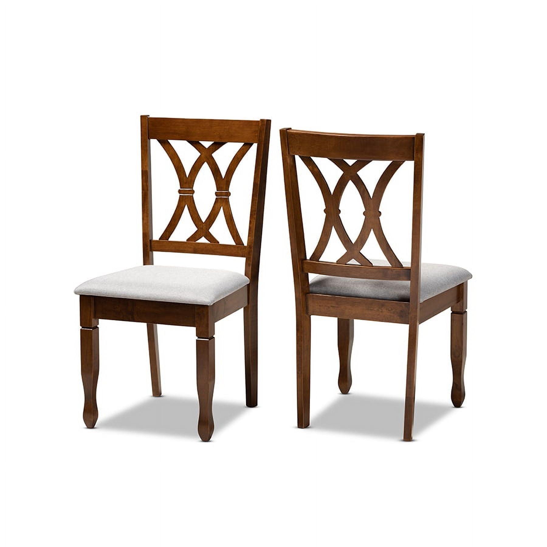 2pc Augustine Fabric Upholstered Dining Chair Set Gray/Walnut Brown - Baxton Studio: Modern Armless Chairs, Wood Frame, Polyester Fill