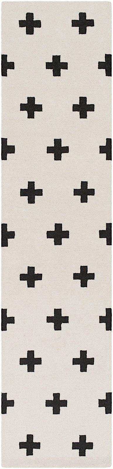 Cavan Geometric Handmade Tufted Wool Black/Off-White Area Rug