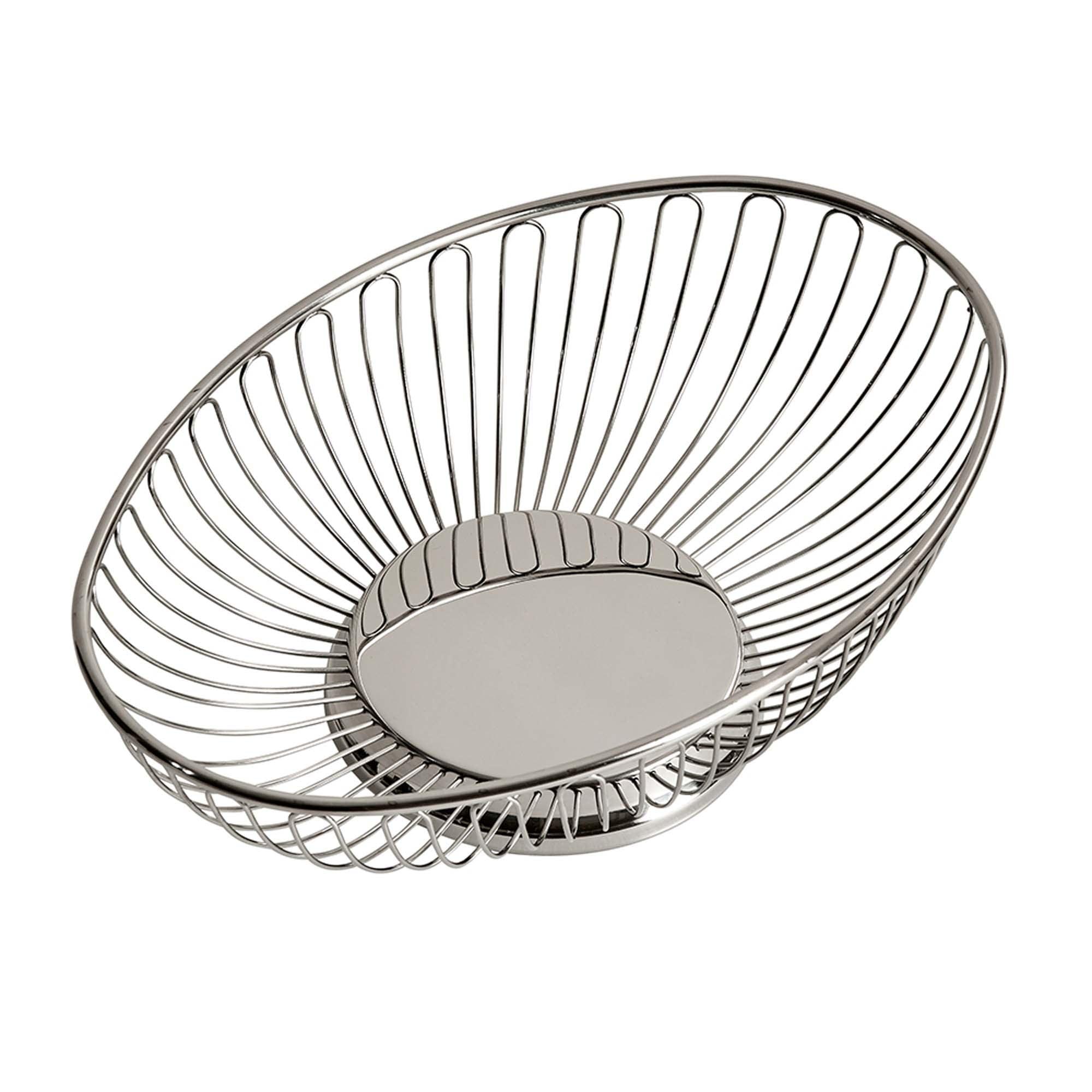 Stainless Steel Oval Ornate-Designed Wire Food Basket