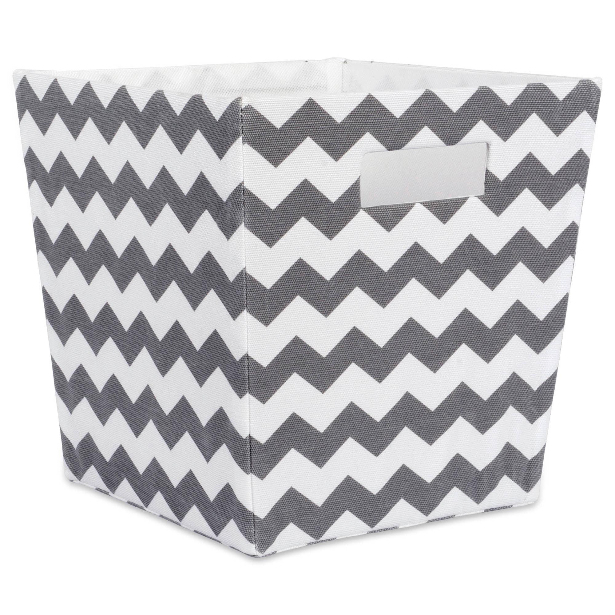 11" Gray and White Chevron Fabric Collapsible Storage Cube