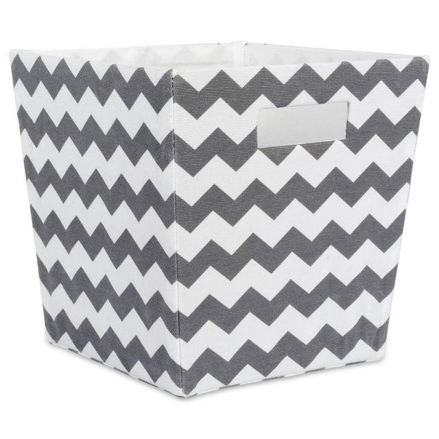 11 x 11 x 11 in. Chevron Polyester Trapezoid Storage Bin, Grey