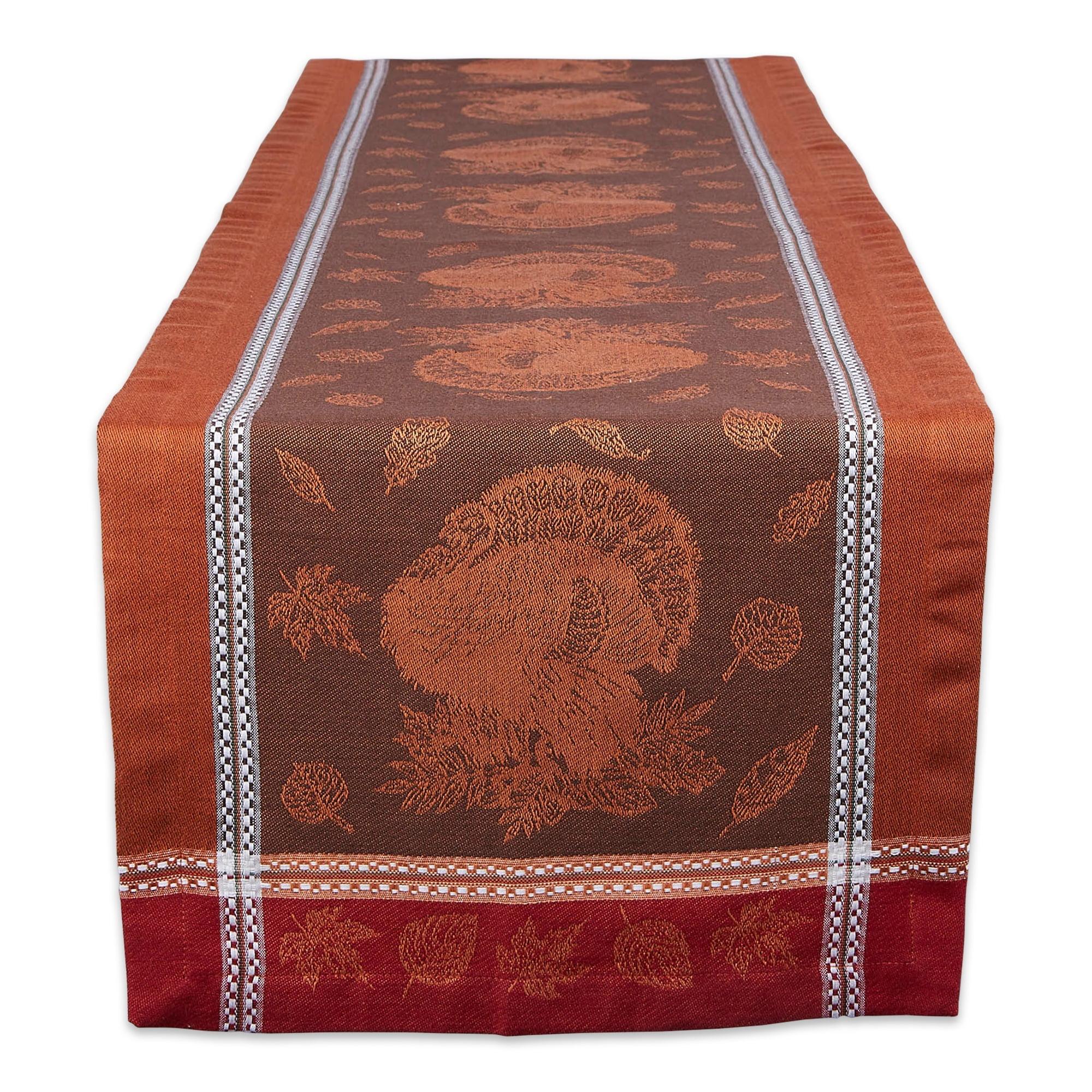 Orange and Brown Fall Harvest Jacquard Table Runner, 14x72