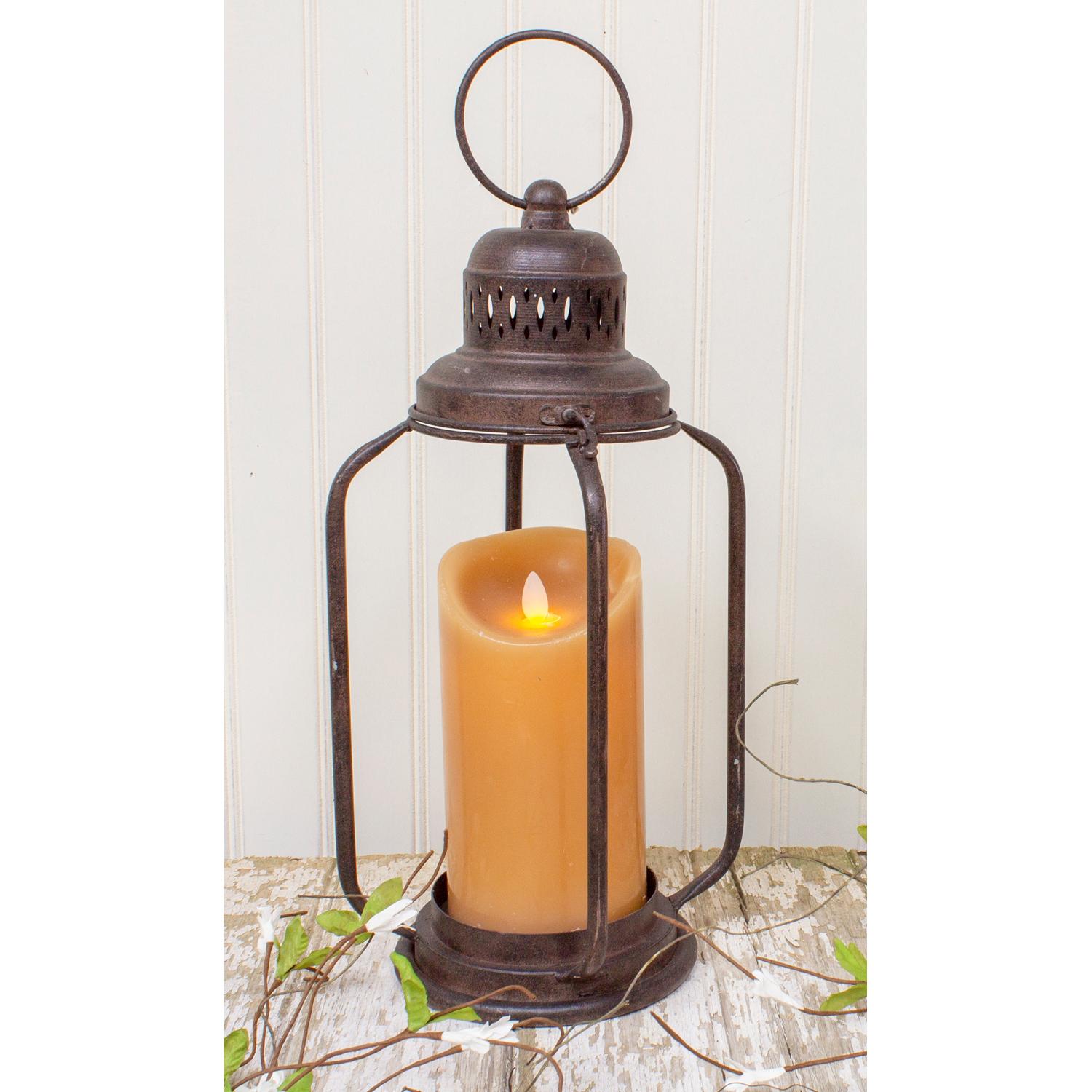 Rustic Brown Metal Hanging Lantern Candle Holder