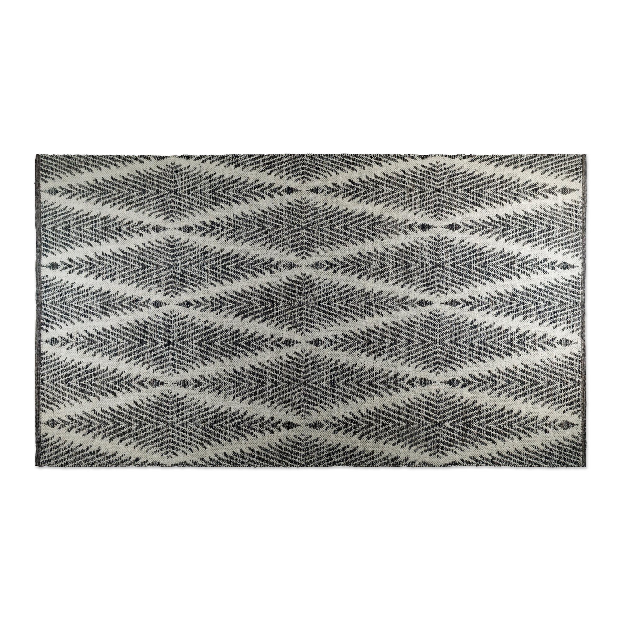 Elegant Diamond Black and Cream 2' x 3' Cotton-Synthetic Reversible Rug