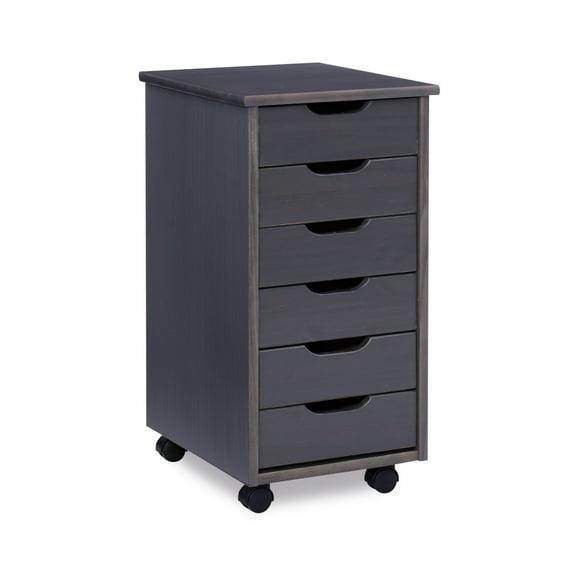 Contemporary Home Living 26" Gray Rolling Storage Cabinet with 6 Drawer