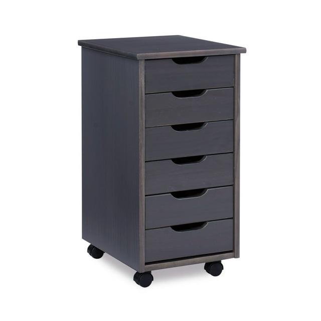 Contemporary Home Living 26" Gray Rolling Storage Cabinet with 6 Drawer