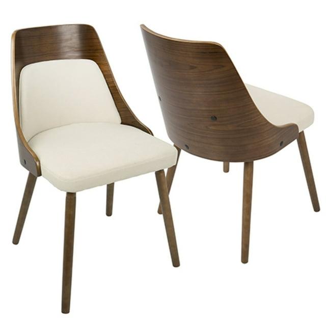 Contemporary Home Living 30.75” Walnut Brown and Cream Beige Anabelle Dining/Accent Chair
