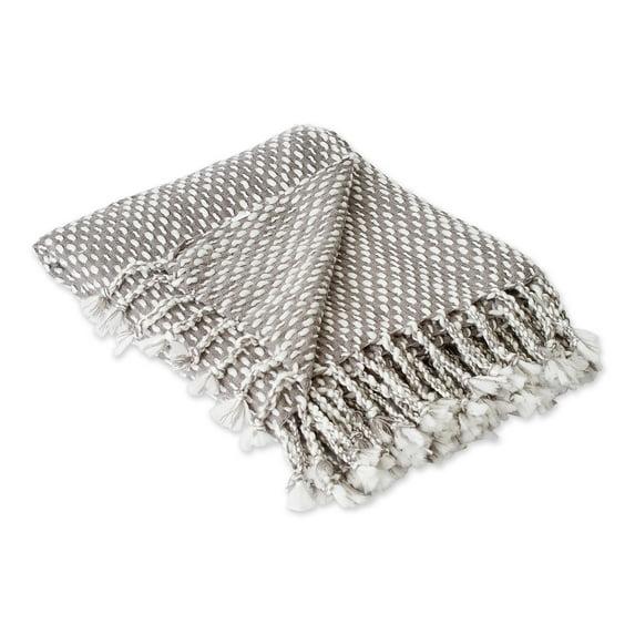 Contemporary Home Living 4' x 5' Gray and White Polka Dot Rectangular Home Essentials Woven Throw