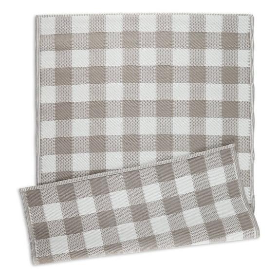 Contemporary Home Living 4' x 6' Buffalo Check Rectangular Outdoor Area Throw Rug - Brown and White