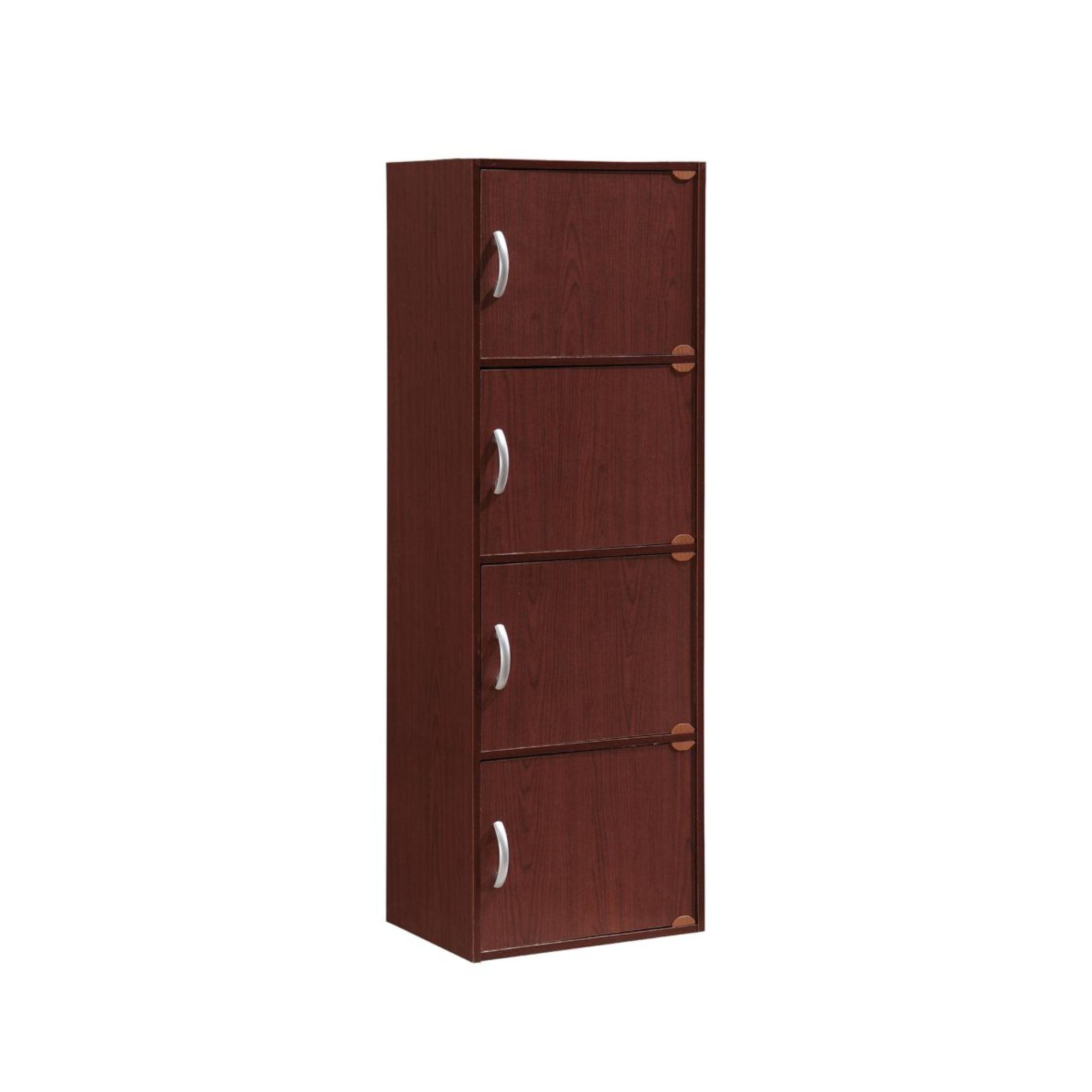 Mahogany Brown Slim Multi-Purpose Bookcase with Doors 47.25"