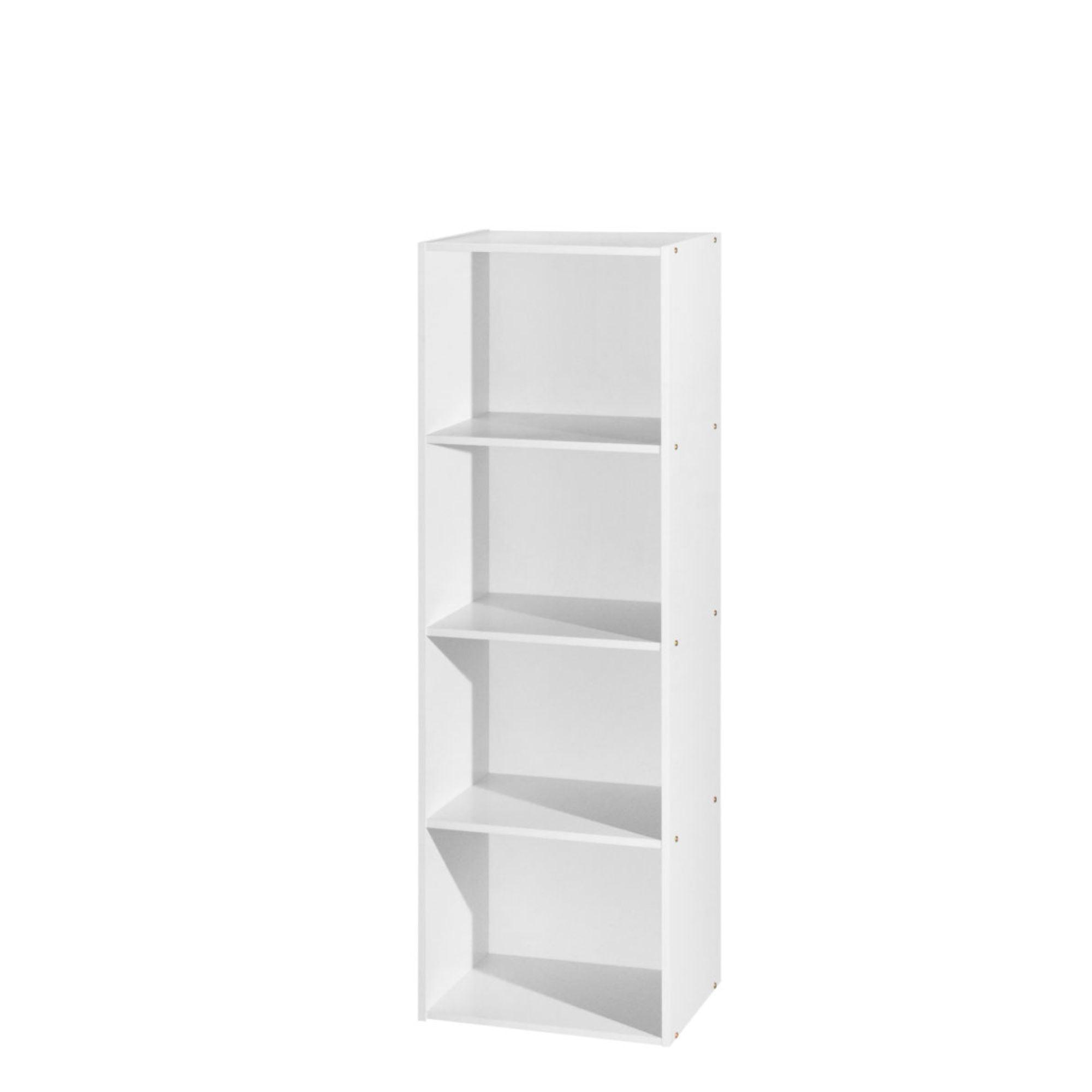 White 47.25" Slim Multipurpose Bookcase with 4 Shelves