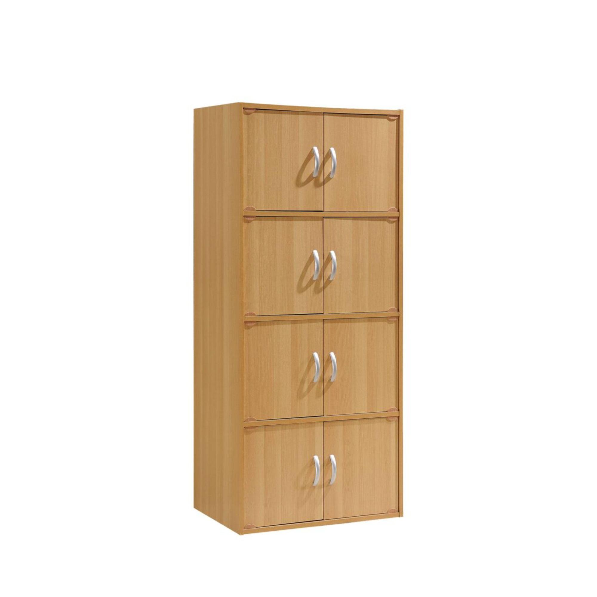 Slimline Beech Beige Multi-Functional Bookcase Cabinet with Doors