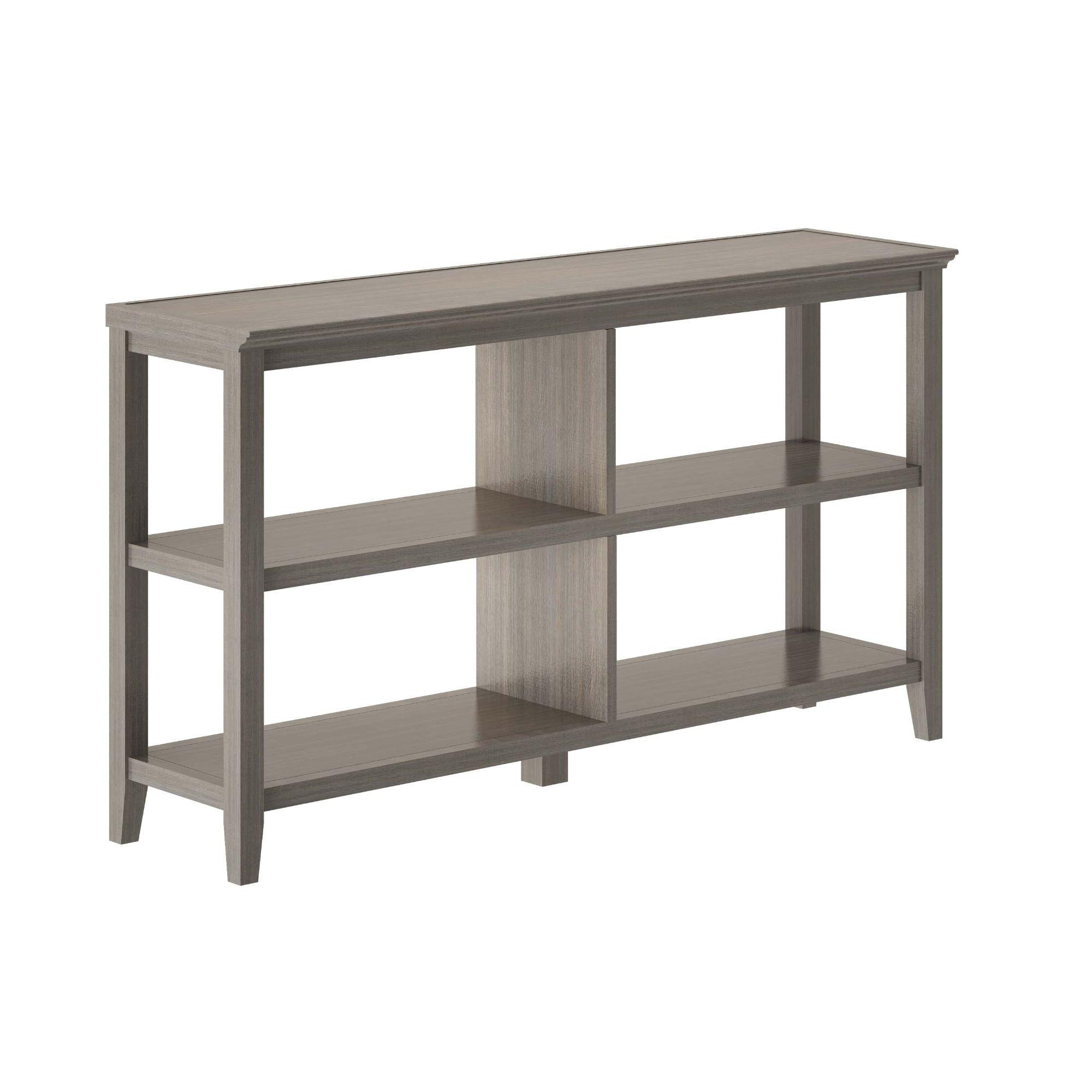 2-Tier Low Wooden Bookcase, Washed Grey
