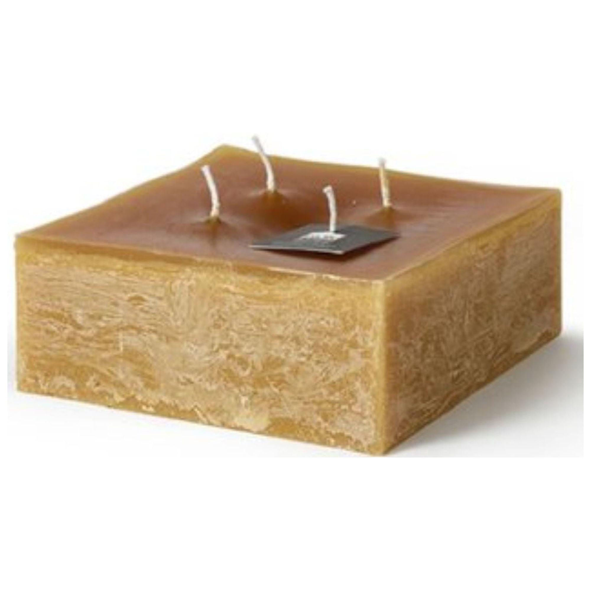 6" Tan Square 4-Wick Pillar Candle