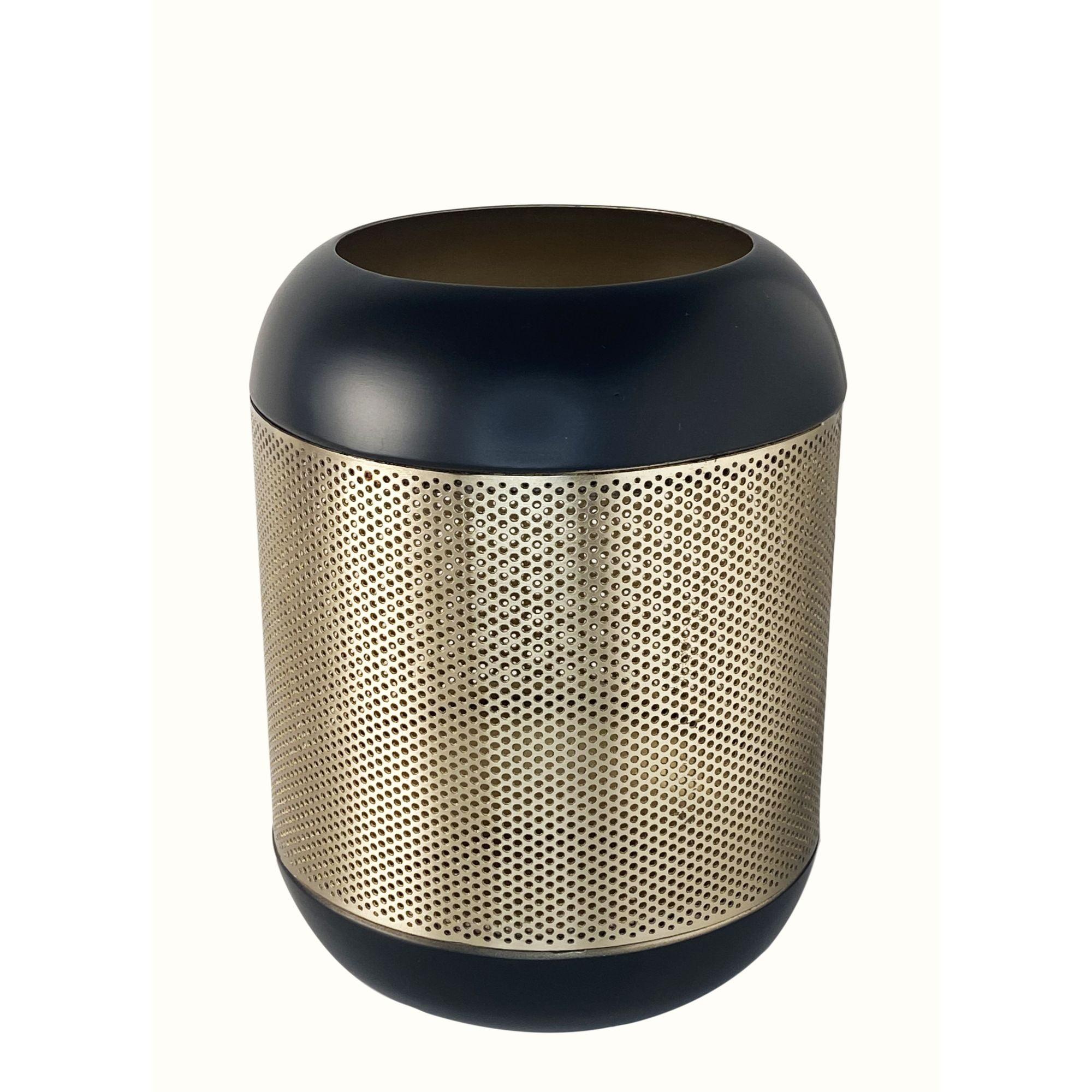 Contemporary Home Living 7.5" Gold and Black Small Hurricane Candle Holder