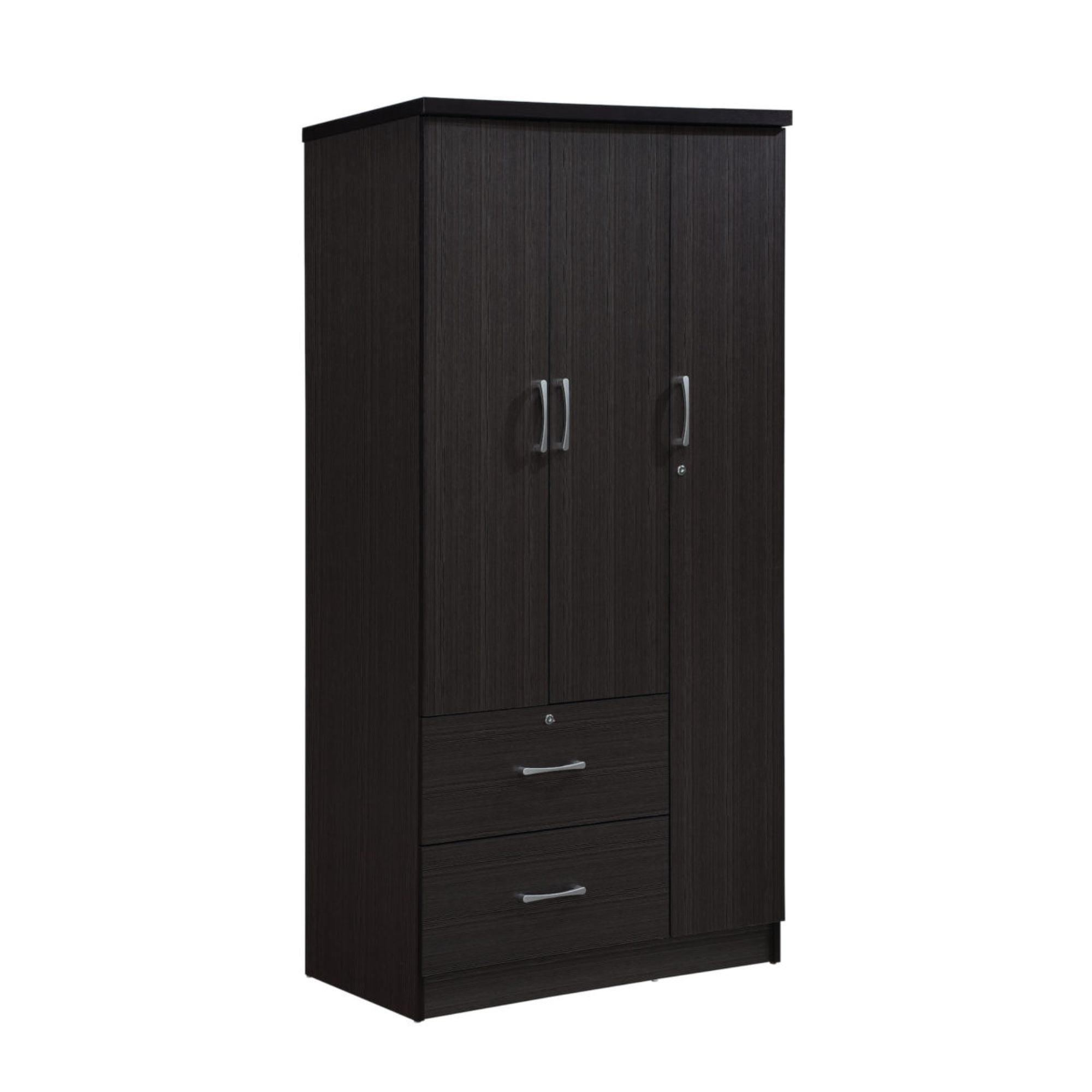 Contemporary Chocolate Brown 72" Armoire with Drawers and Shelves