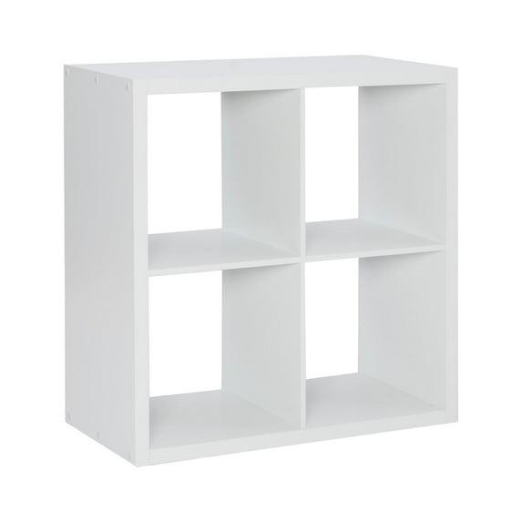Crisp White Transitional 4-Cube Storage Cabinet