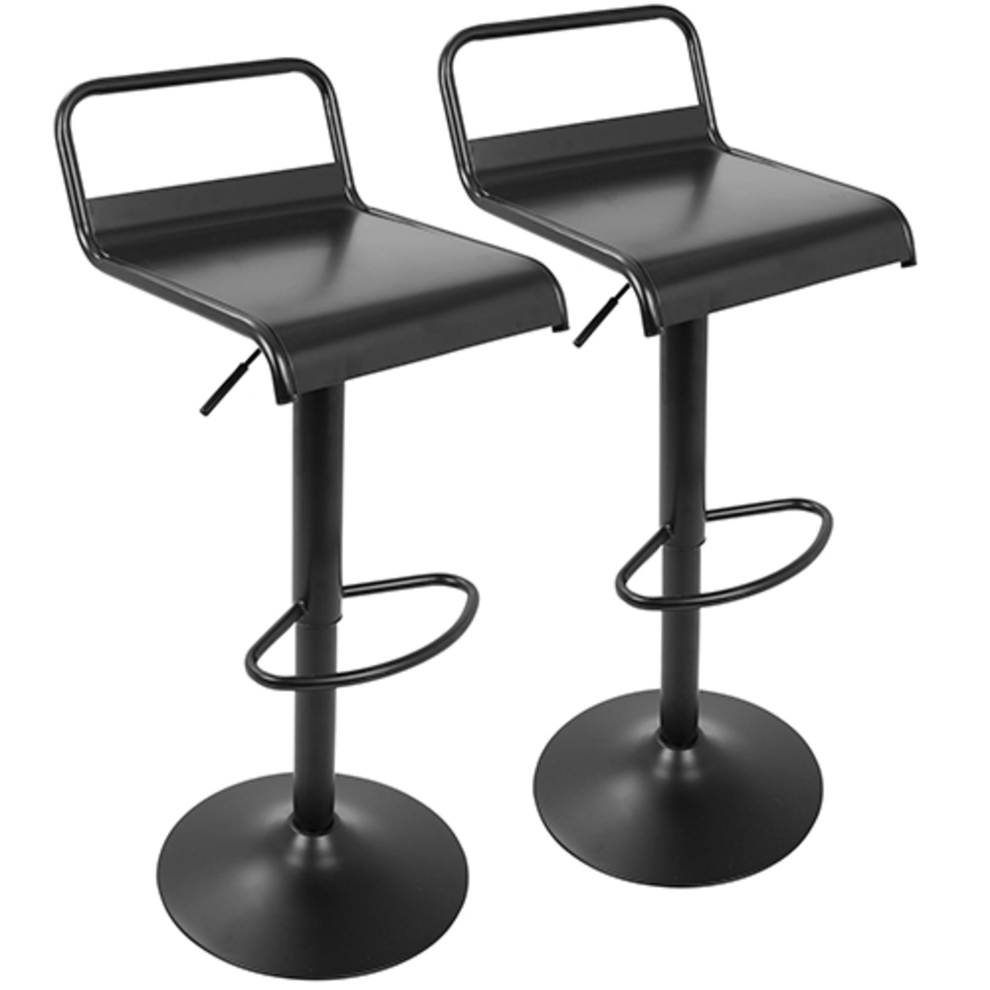 Emery Black Adjustable Metal Swivel Bar Stools, Set of 2