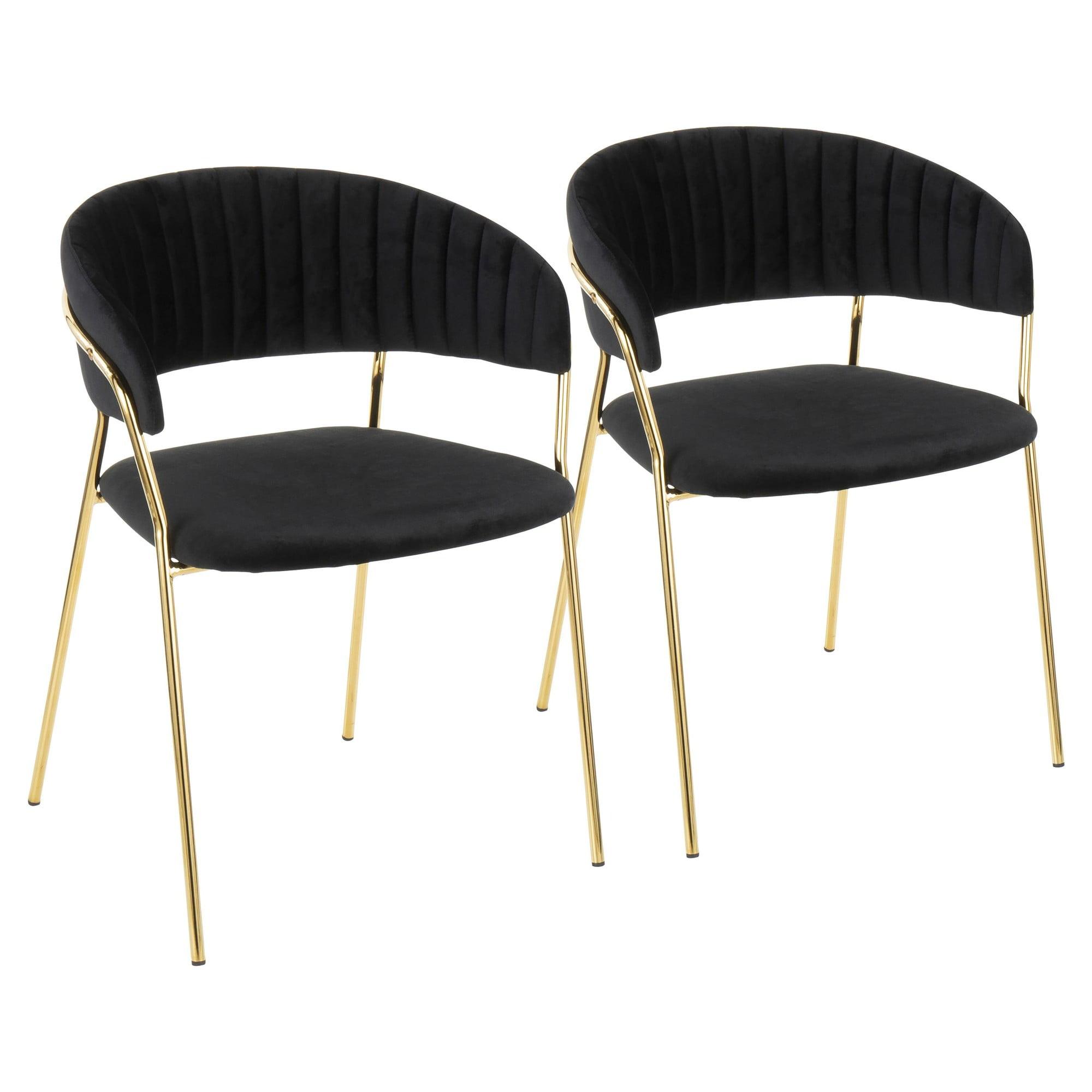 Tania Contemporary-Glam Chair in Gold Metal with Black Velvet by LumiSource - Set of 2