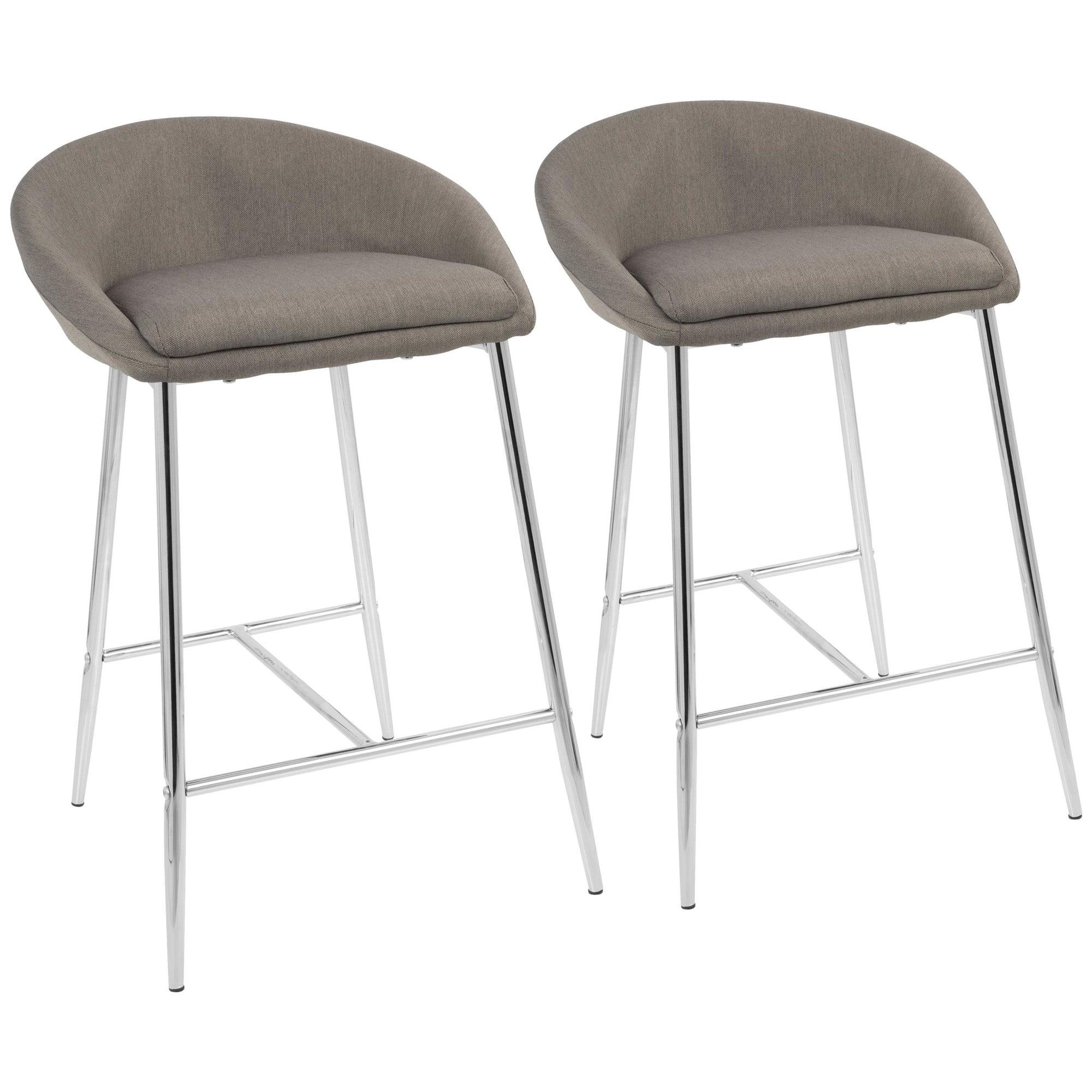 Wenty Glam Upholstered Counter Stool with Metal Frame (Set of 2)