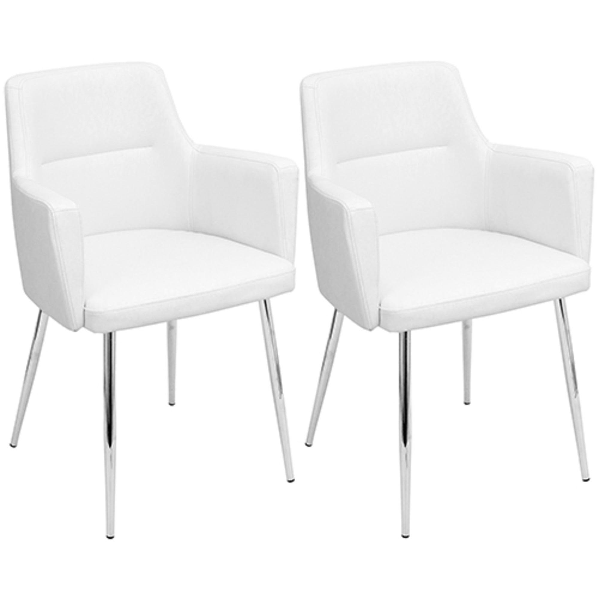 Contemporary Home Living Set of 2 White Leather Andrew Contemporary Dining/Accent Chair 33”