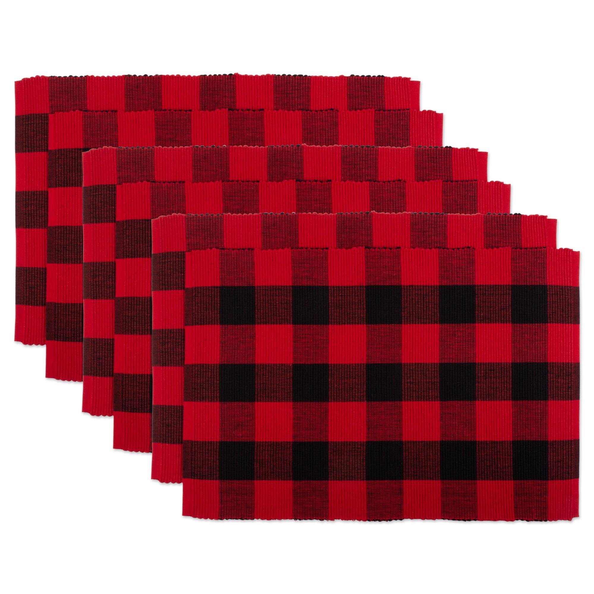 Red and Black Buffalo Check Cotton Placemats Set of 6