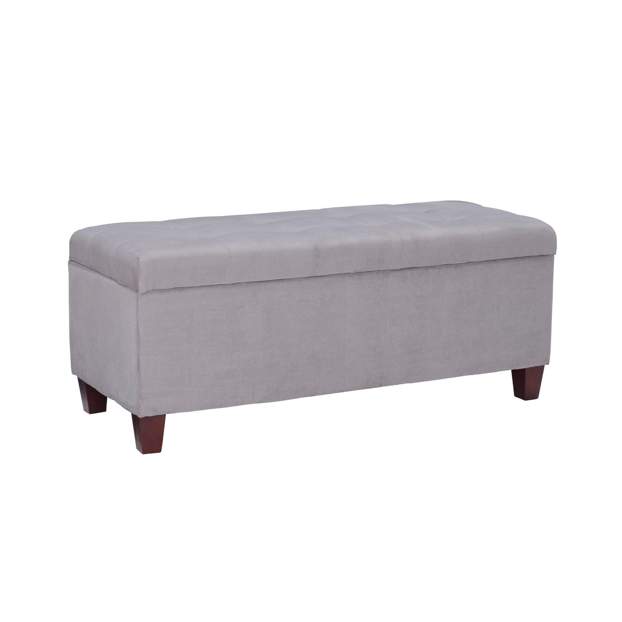 Amelia 48" Gray Upholstered Tufted Shoe Storage Ottoman Bench