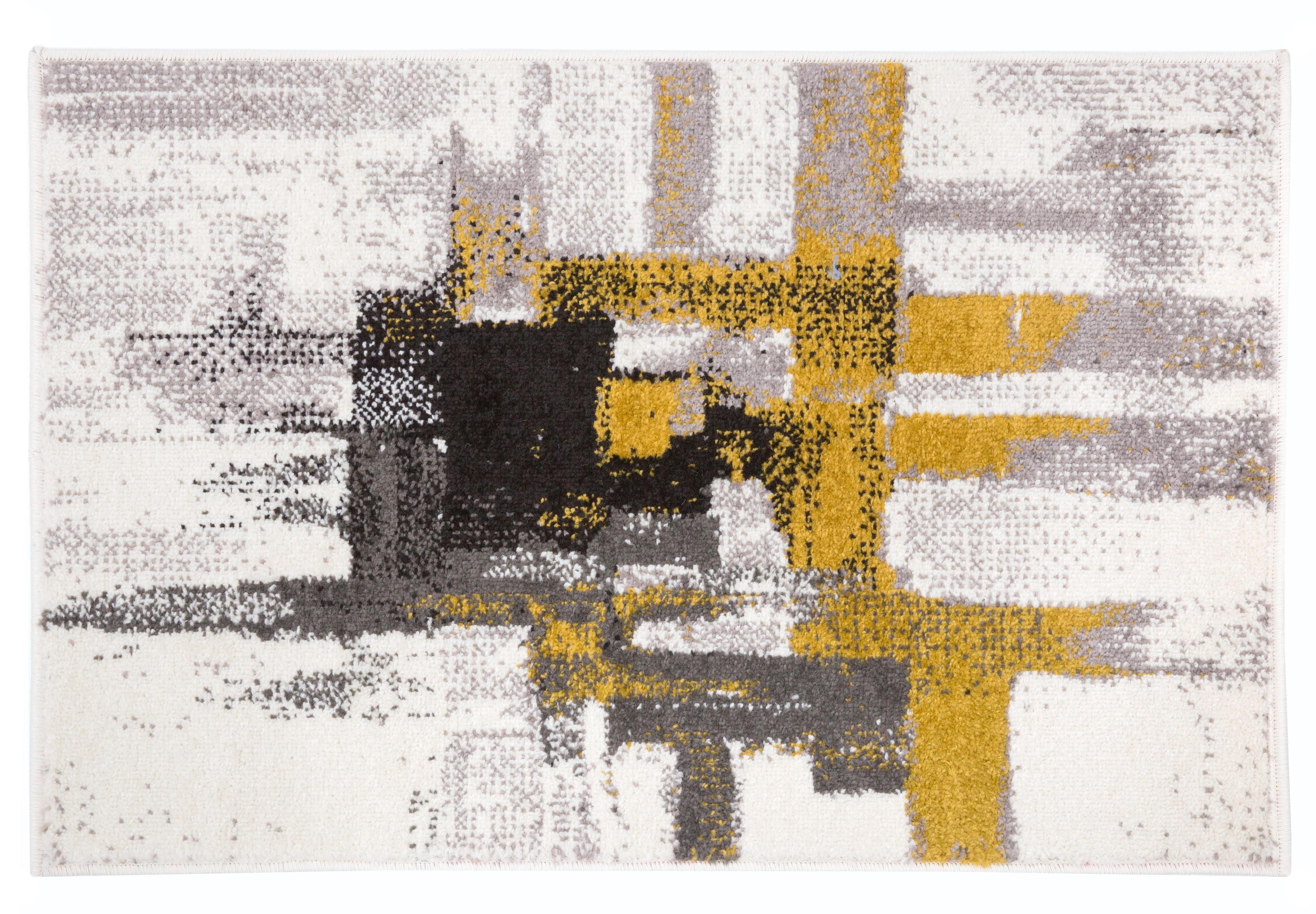 Gold Abstract Elegance 5' x 7' Synthetic Easy-Care Rug