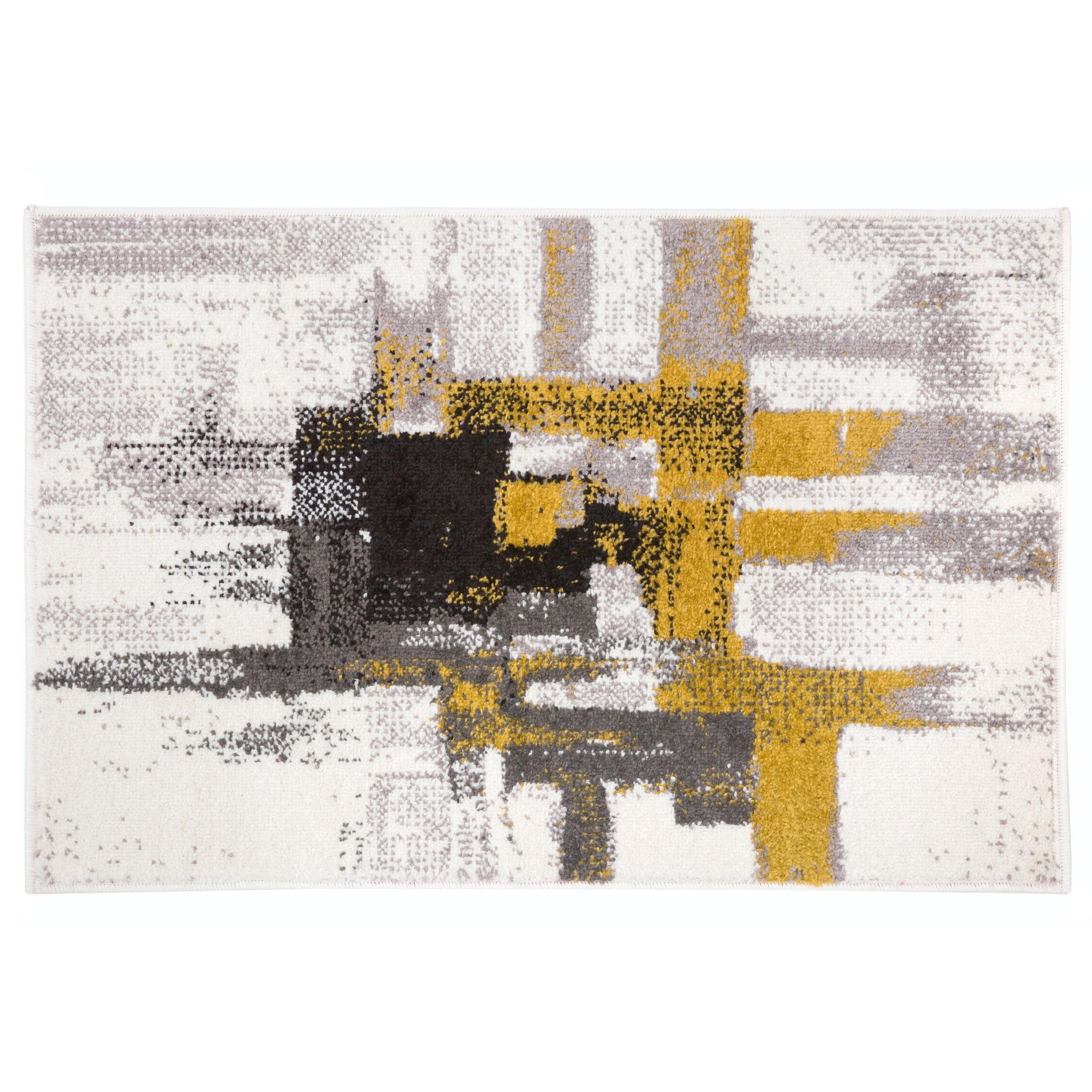 World Rug Gallery Contemporary Modern Abstract Gold 2' x 3' Area Rug