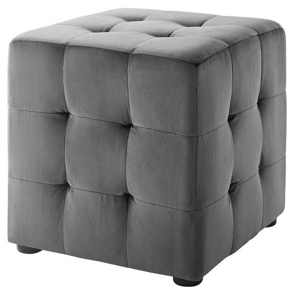 Contour Cube Velvet Ottoman Gray - Modway: Plywood Frame, Footrest, Bedroom & Living Room Decor, No Assembly Required