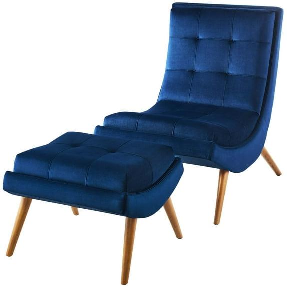 Modway Ramp Upholstered Performance Velvet Lounge Chair and Ottoman Set by Modway