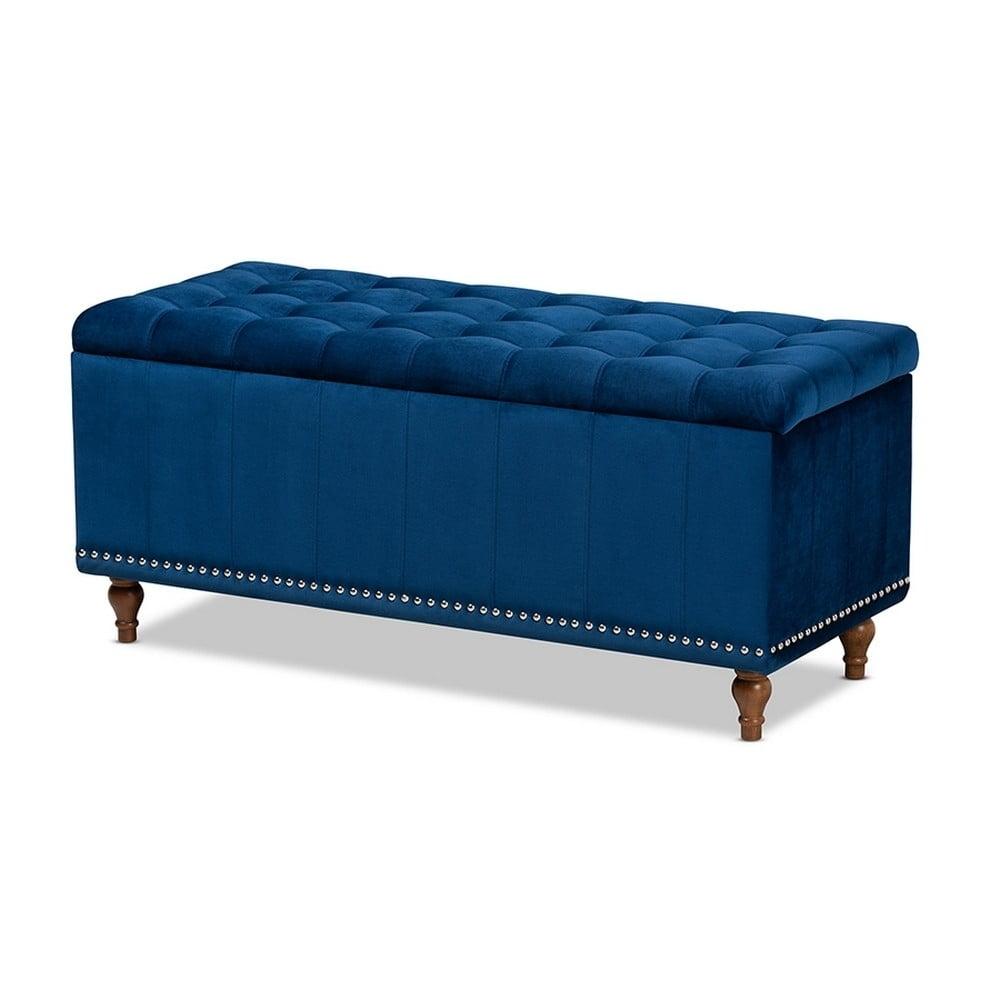 Kaylee Velvet Upholstered Button Tufted Storage Ottoman Bench: Elegant Bedroom & Living Room Decor - Baxton Studio