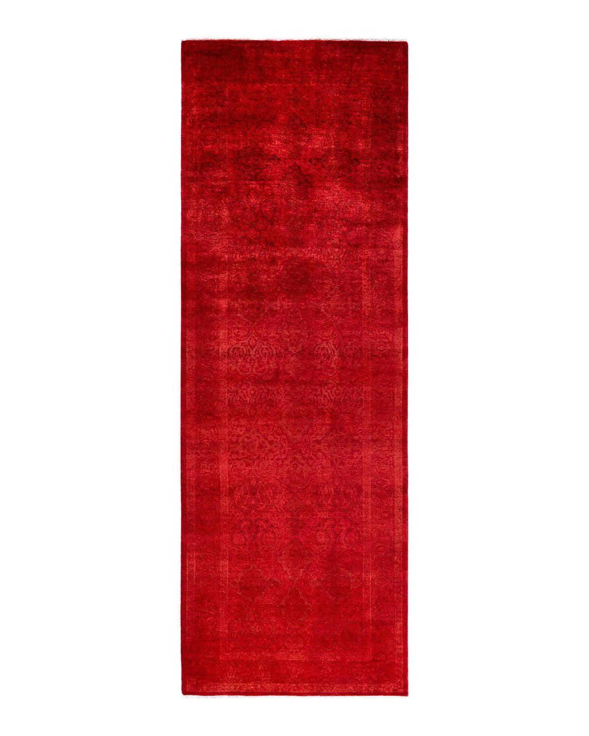 Hand-Knotted Red Wool Runner Rug 3' x 9'