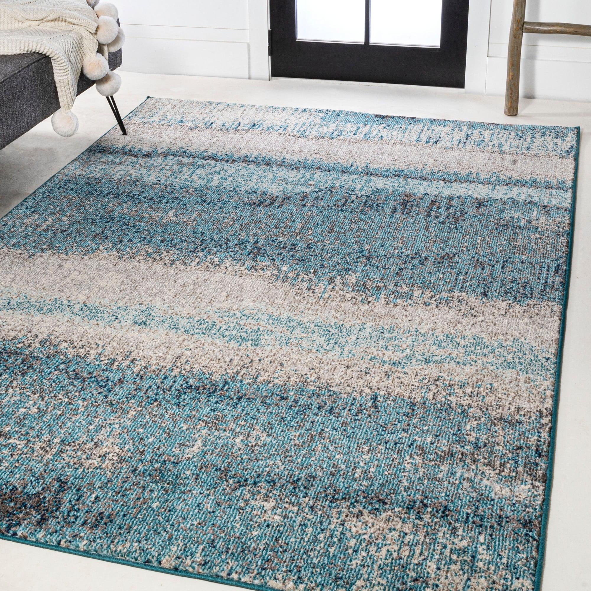 Serene Splash Cream/Turquoise Synthetic 5' x 8' Abstract Area Rug