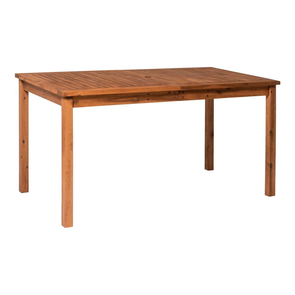 Brown Acacia Wood Outdoor Dining Table with Slat Top