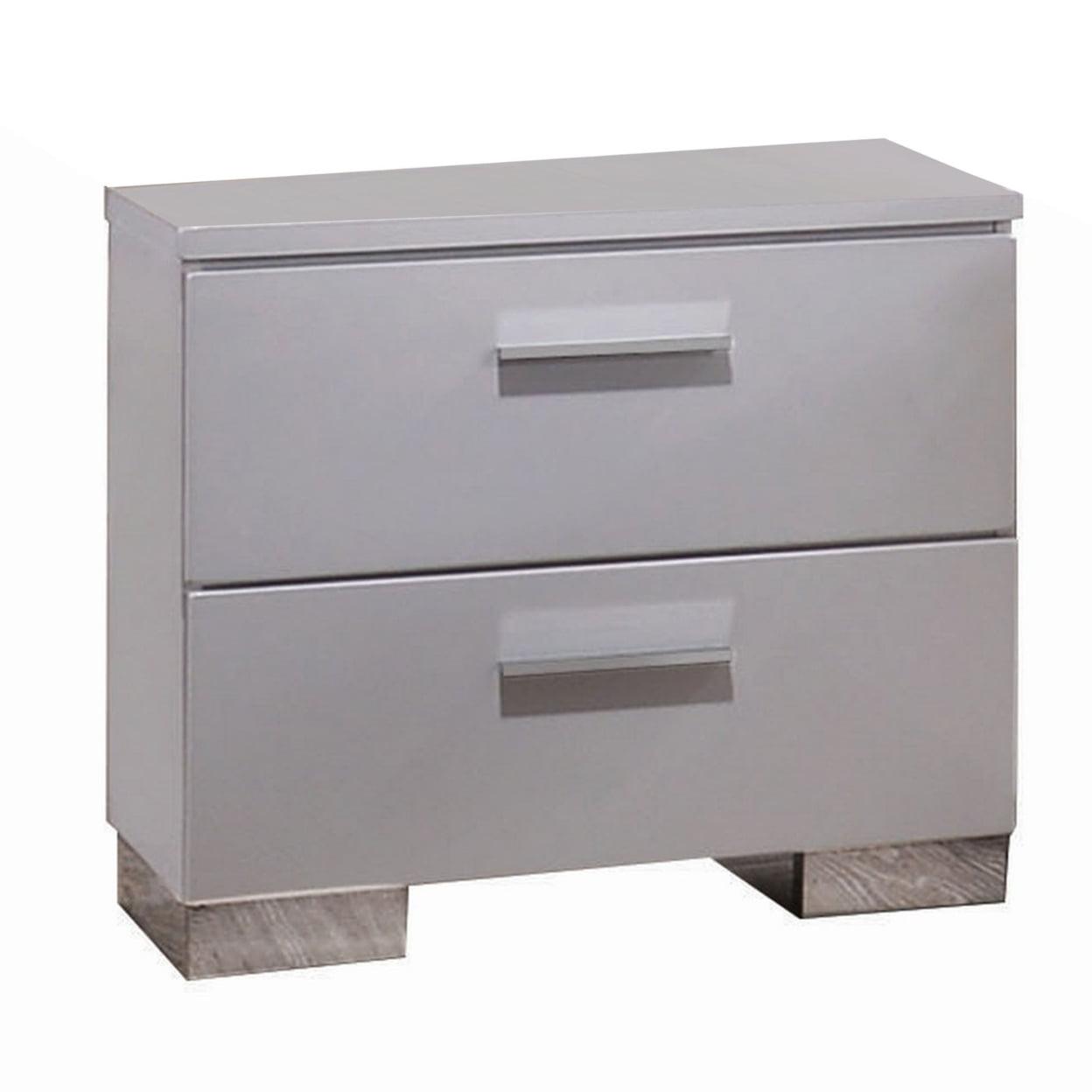 Lorimar Chic Contemporary 2-Drawer White Nightstand with Chrome Accents