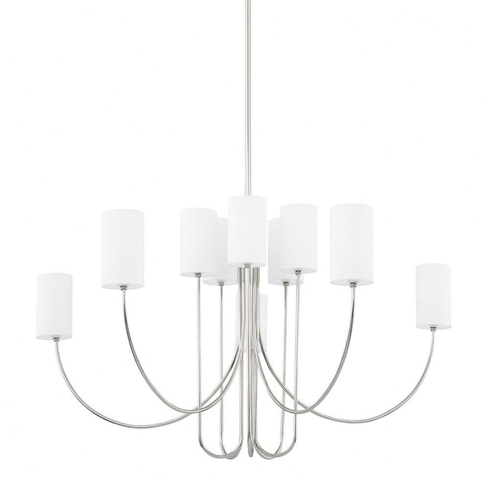 Polished Nickel 10-Light Metal Drum Chandelier