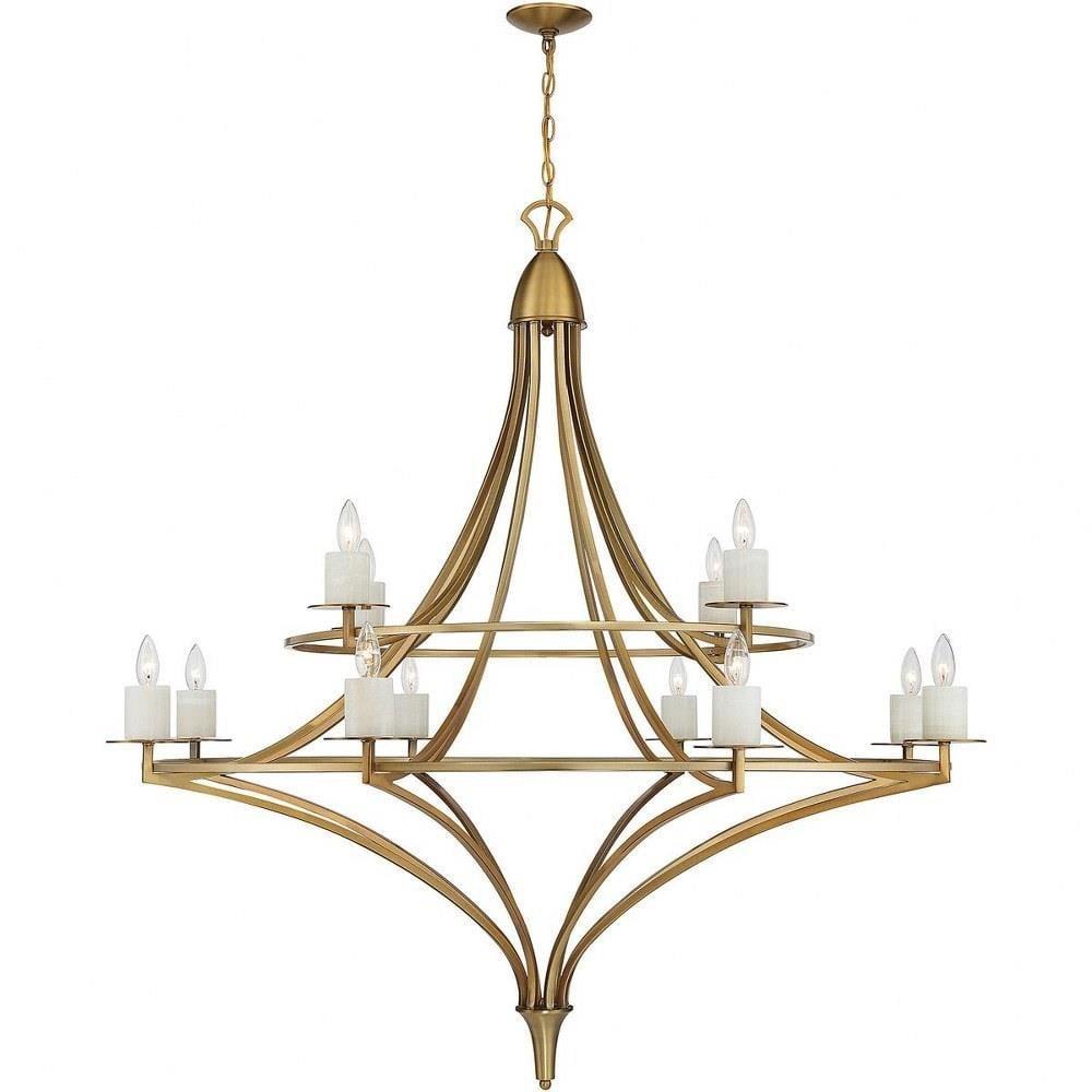 Contemporary Traditional Twelve Light Chandelier-Warm Brass Finish Bailey Street Home 159-Bel-4636183