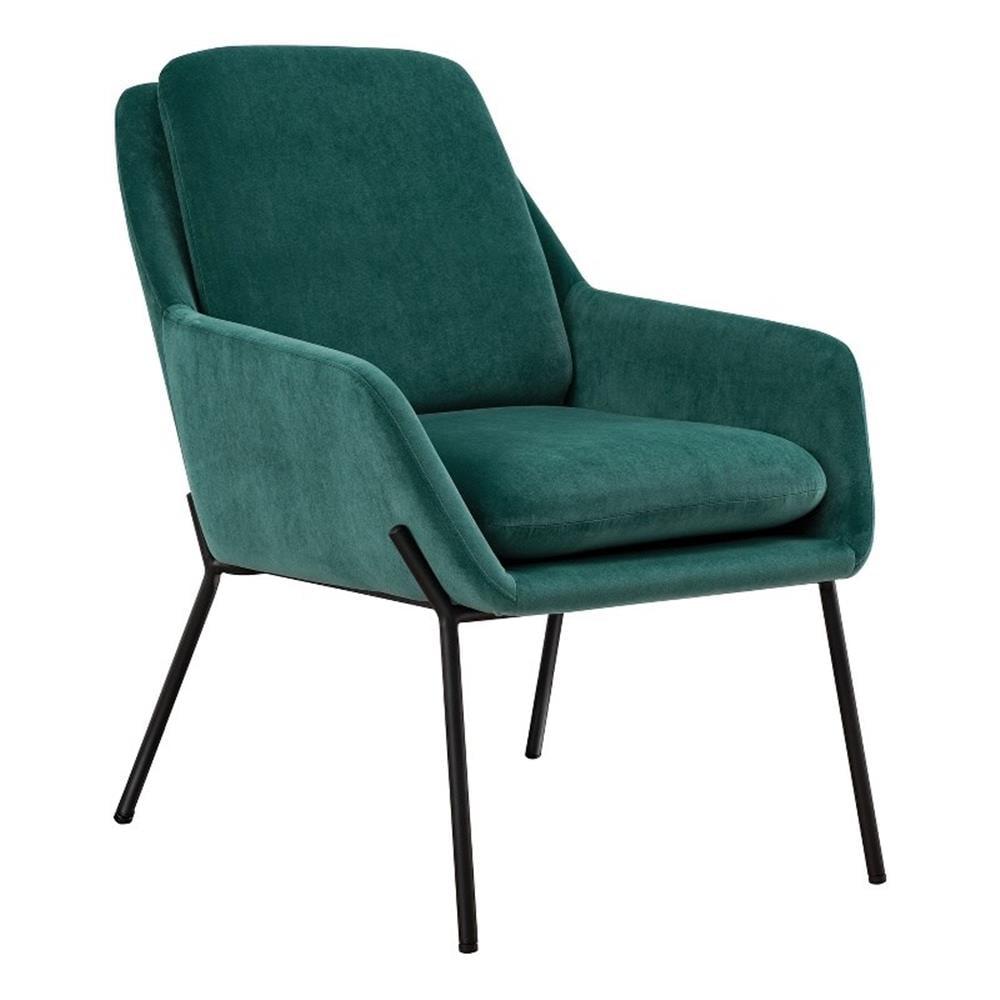 Teal and Black Velvet Upholstered Metal Accent Chair