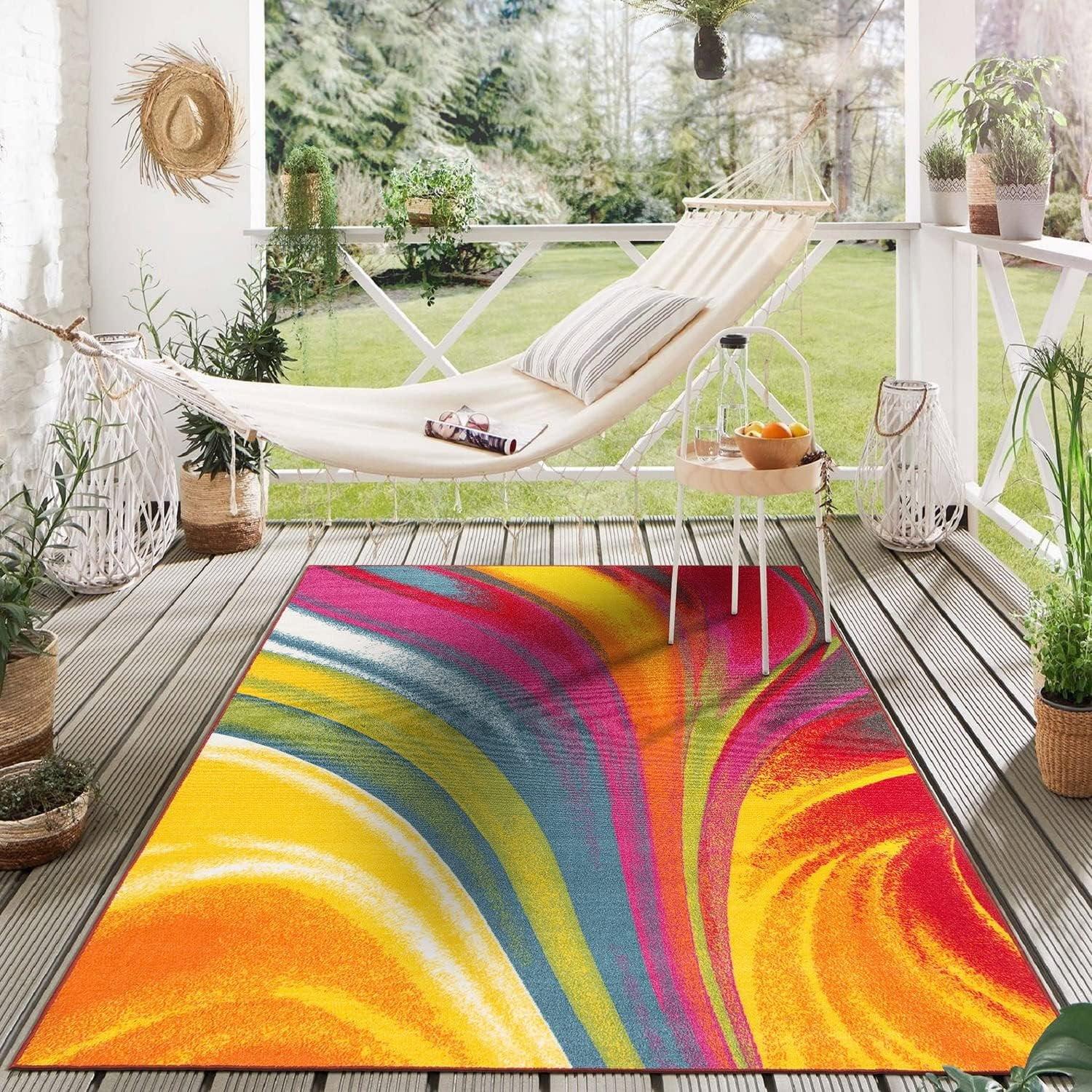 Vibrant Multicolor Abstract Tufted Washable Area Rug